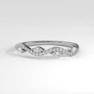 Wave contour band with alternating marquise and round pavé stones
