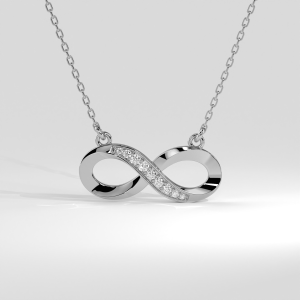 Infinity symbol pendant with pavé-set round stones on a cable chain